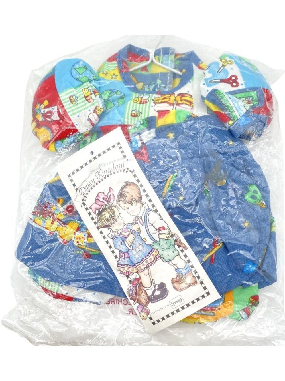 Daisy Kingdom Doll Outfit School Supplies Apron Romper Hat Fits 12" Doll NEW